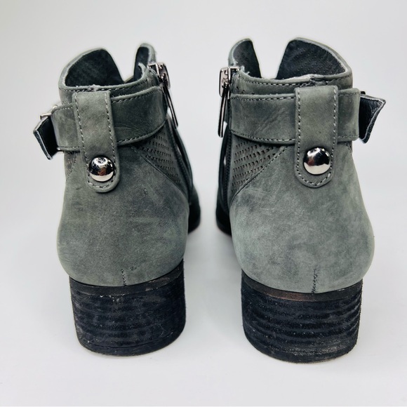 Vince Camuto Casha Gray Perforated Suede Side Zip Buckled Accent Ankle Boot - Picture 5 of 14